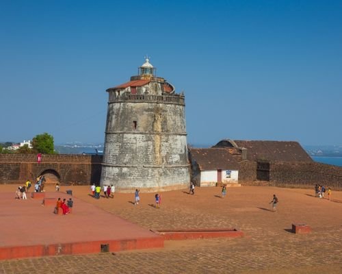 Aguada Fort, a 17th-century Portuguese fort overlooking the Arabian Sea