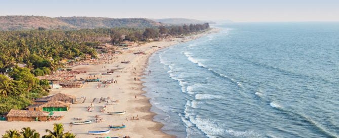 Aerial view of Arambol Beach, Goa