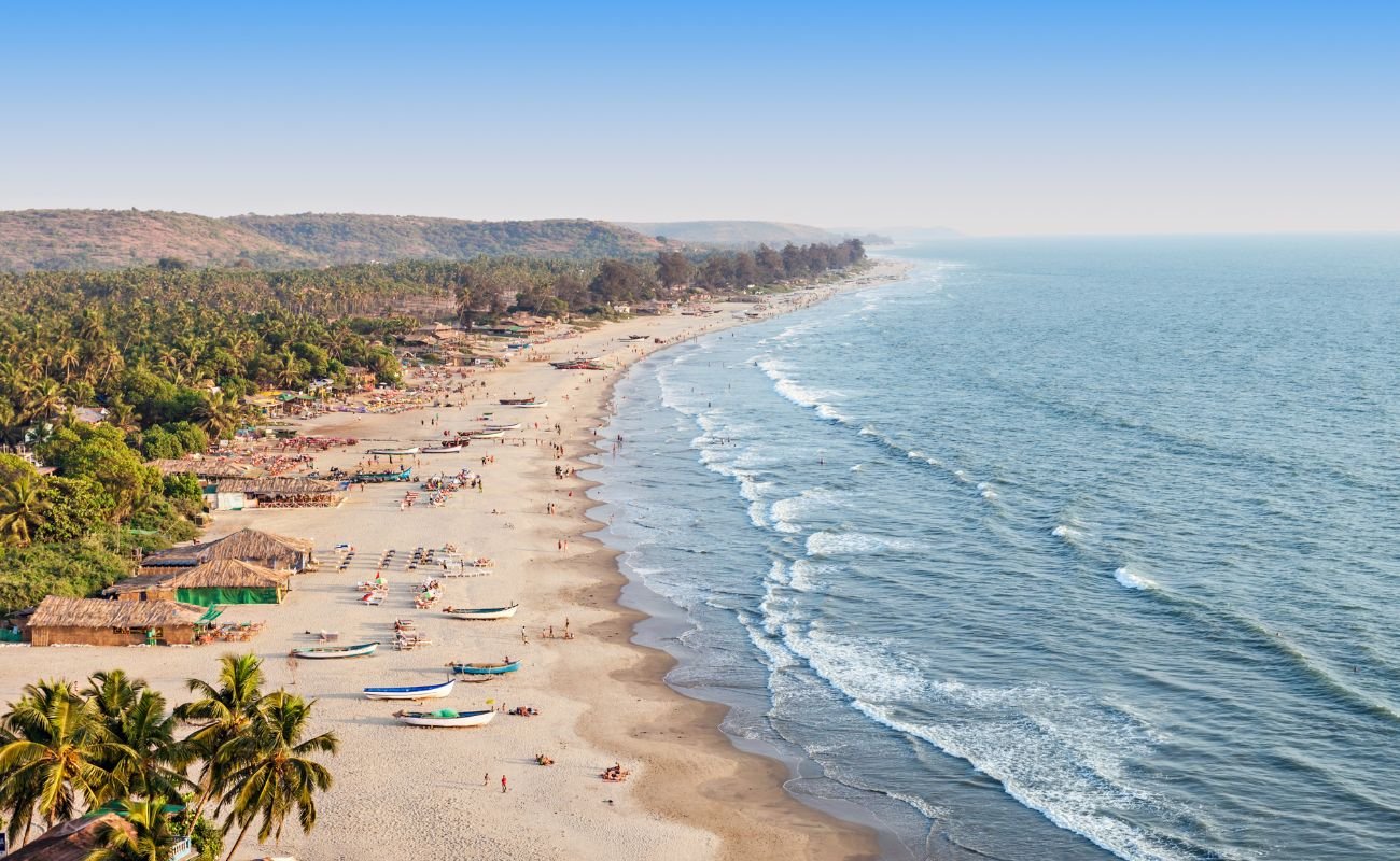 Aerial view of Arambol Beach, Goa