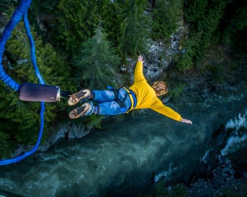 Man Bungee Jumping with Safety