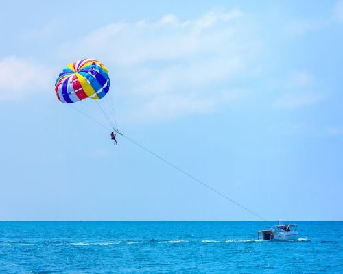 Person parasailing in the ocean