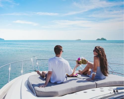 Romantic Couple Moment on Private Luxury Yacht