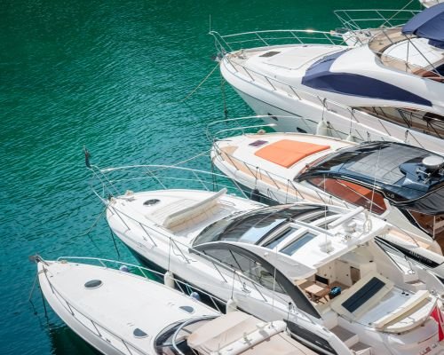 Four Private Luxury Yachts on Beach